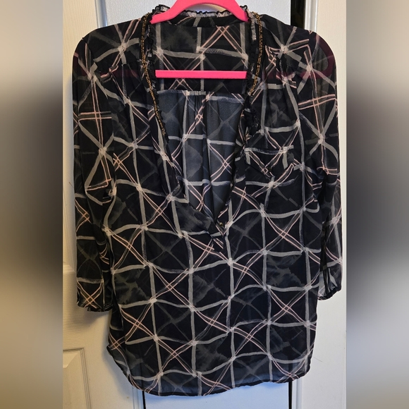Tops - Chic Blue with Shade Of Pink and Grey Women's Top